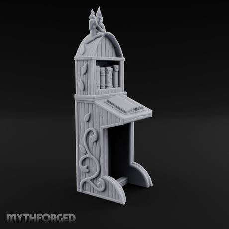Candle-Crowned Tome-Racked Scholar's Secretary Desk Miniature for Dungeons and Dragons, Pathfinder or other TTRPGs