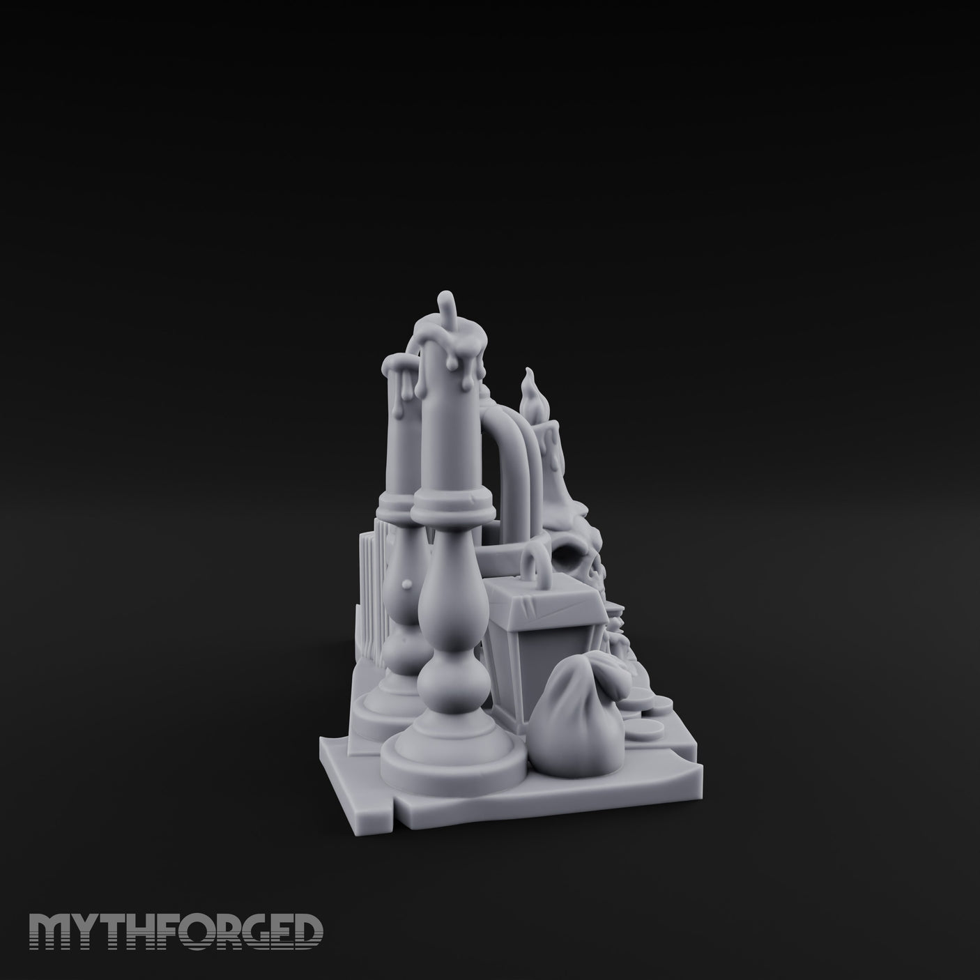Candle-Dripped Orb-Cradled Arcane Candle Shrine Altar Miniature for Dungeons and Dragons, Pathfinder or other TTRPGs
