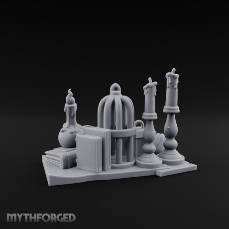 Candle-Dripped Orb-Cradled Arcane Candle Shrine Altar Miniature for Dungeons and Dragons, Pathfinder or other TTRPGs