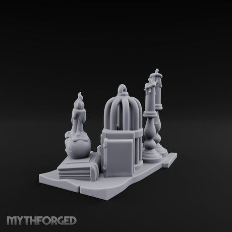Candle-Dripped Orb-Cradled Arcane Candle Shrine Altar Miniature for Dungeons and Dragons, Pathfinder or other TTRPGs