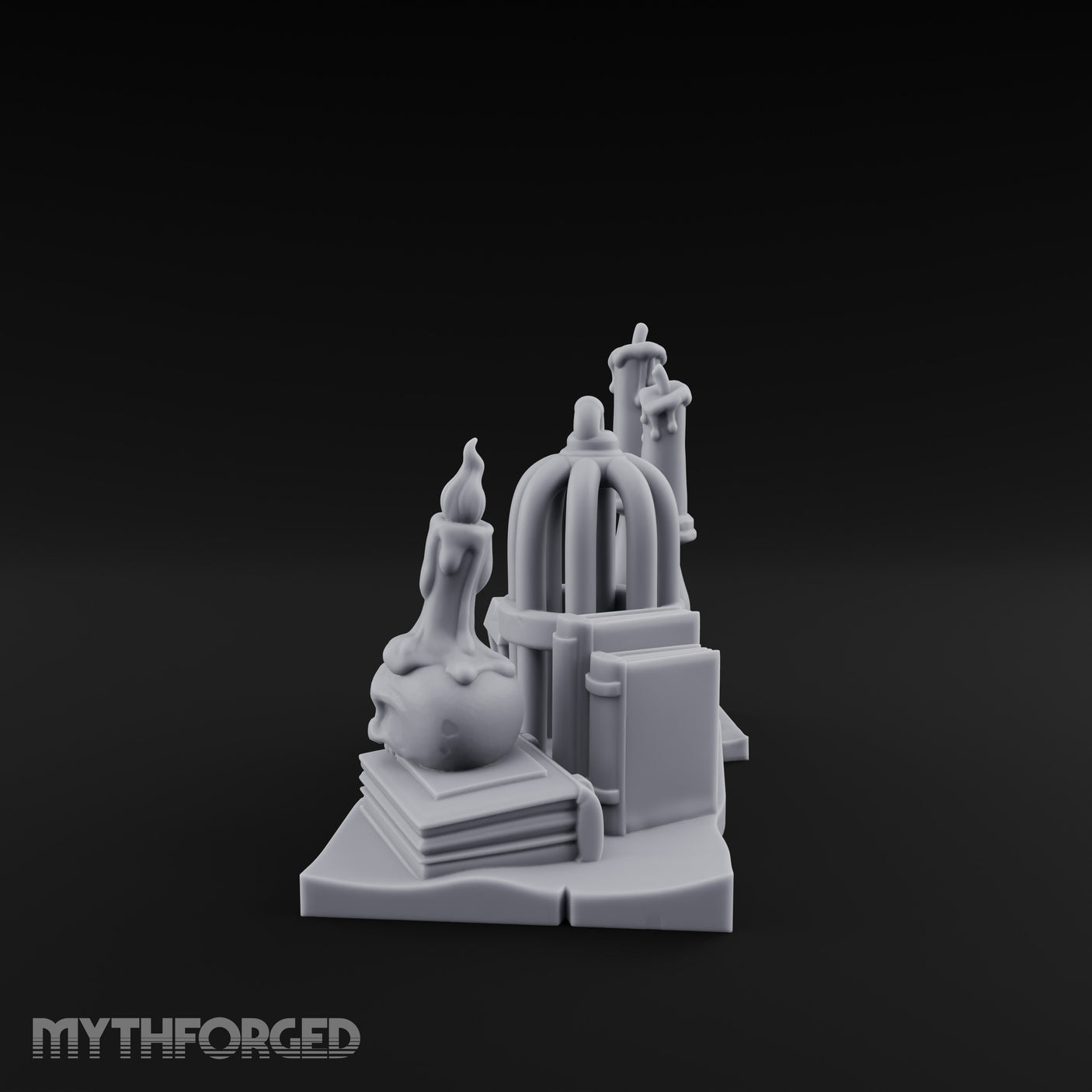 Candle-Dripped Orb-Cradled Arcane Candle Shrine Altar Miniature for Dungeons and Dragons, Pathfinder or other TTRPGs