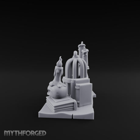 Candle-Dripped Orb-Cradled Arcane Candle Shrine Altar Miniature for Dungeons and Dragons, Pathfinder or other TTRPGs