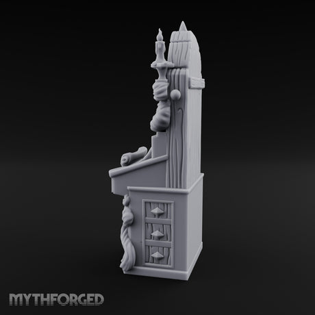 Candle-Flanked Scroll-Rested Gothic Scribe Desk Miniature for Dungeons and Dragons, Pathfinder or other TTRPGs