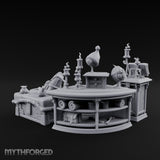 Candle-Lit Curiosity-Packed Climbing Gear Shop Counter Miniature for Dungeons and Dragons, Pathfinder or other TTRPGs