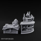 Candle-Lit Curiosity-Packed Climbing Gear Shop Counter Miniature for Dungeons and Dragons, Pathfinder or other TTRPGs