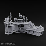 Candle-Lit Curiosity-Packed Climbing Gear Shop Counter Miniature for Dungeons and Dragons, Pathfinder or other TTRPGs