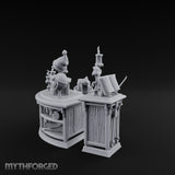 Candle-Lit Curiosity-Packed Climbing Gear Shop Counter Miniature for Dungeons and Dragons, Pathfinder or other TTRPGs