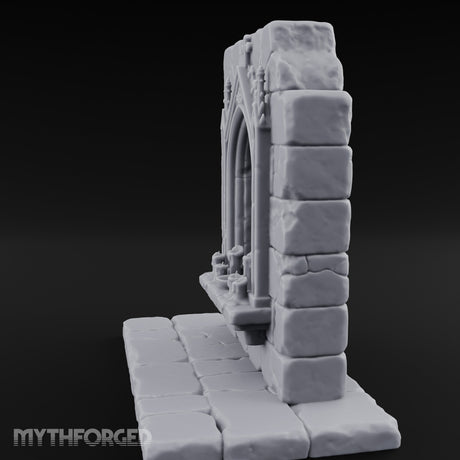 Candle-Ringed Gothic-Niched Hooded Saint Shrine Miniature for Dungeons and Dragons, Pathfinder or other TTRPGs