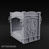 Candle-Sconce Tentacle-Carved Captain's Four-Poster Bed Miniature for Dungeons and Dragons, Pathfinder or other TTRPGs