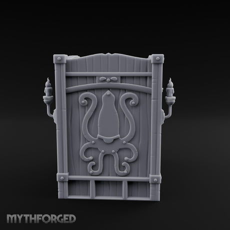 Candle-Sconce Tentacle-Carved Captain's Four-Poster Bed Miniature for Dungeons and Dragons, Pathfinder or other TTRPGs