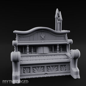 Candle-Topped Leaf-Carved Tavern Pipe Organ