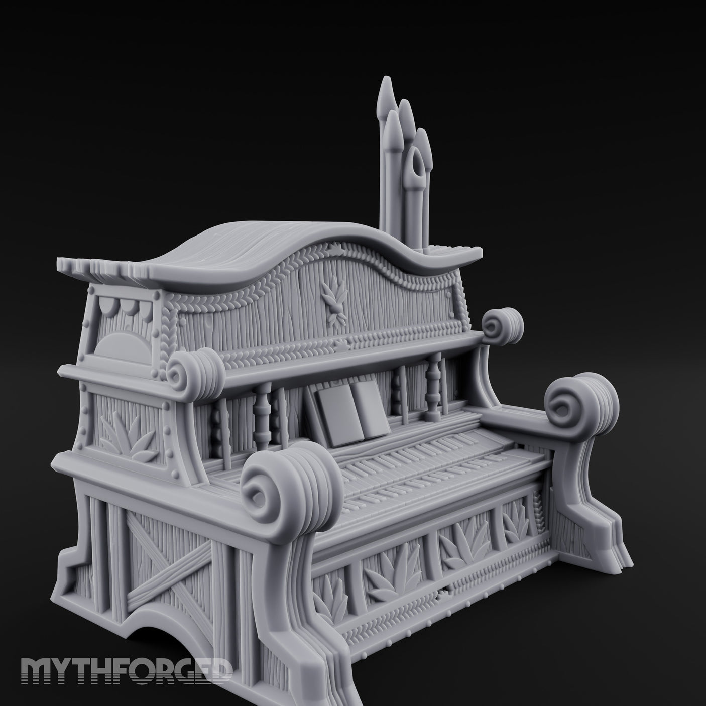 Candle-Topped Leaf-Carved Tavern Pipe Organ gallery 2