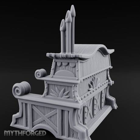 Candle-Topped Leaf-Carved Tavern Pipe Organ Miniature for Dungeons and Dragons, Pathfinder or other TTRPGs