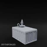 Candle-Topped Rivet-Planked Storage Trunk Miniature for Dungeons and Dragons, Pathfinder or other TTRPGs