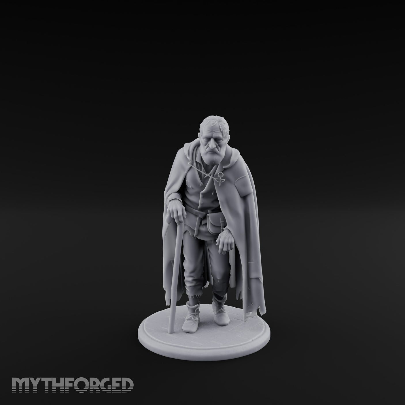 Cane Hobbling Human Beggar Miniature for Dungeons and Dragons, Pathfinder or other TTRPGs