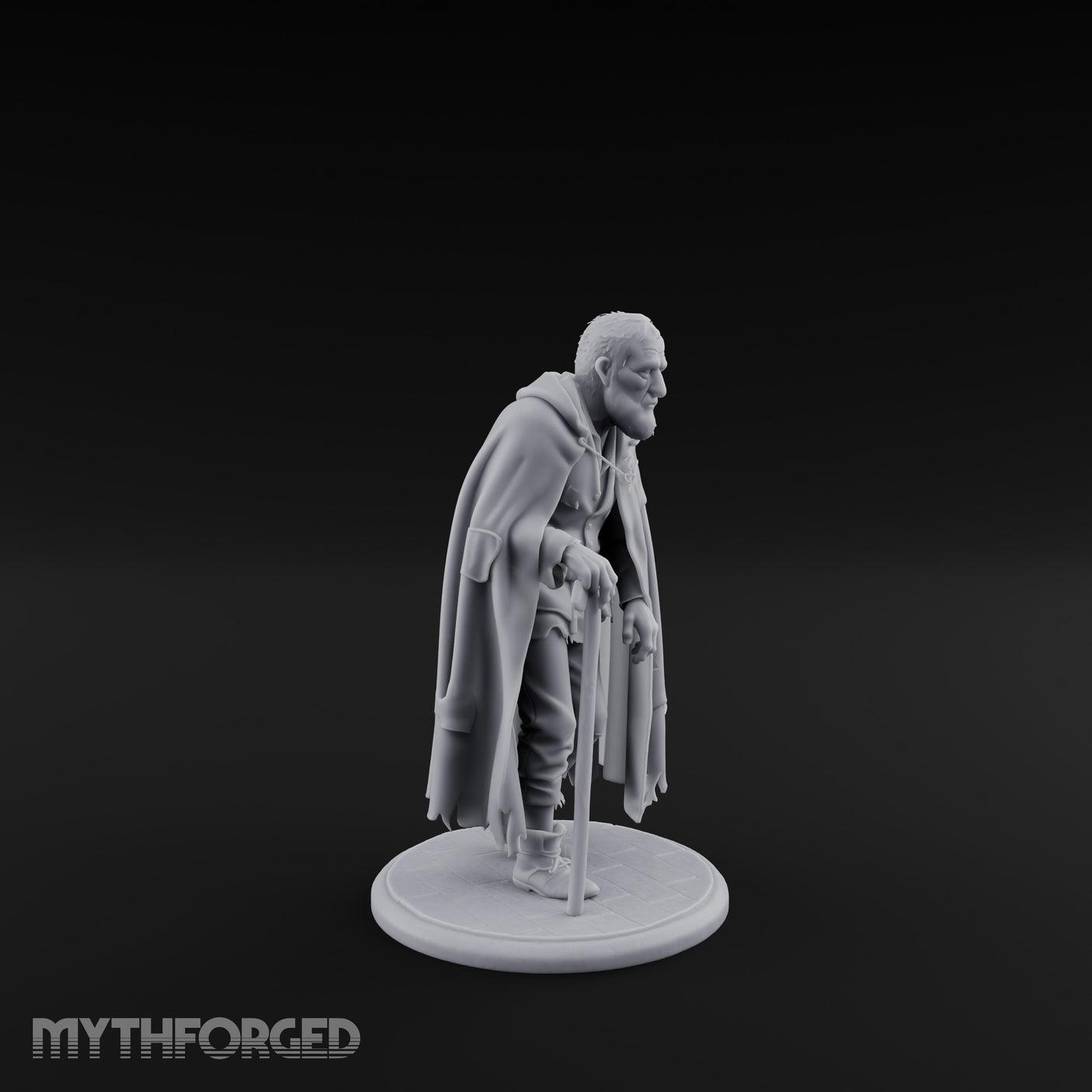 Cane Hobbling Human Beggar Miniature for Dungeons and Dragons, Pathfinder or other TTRPGs