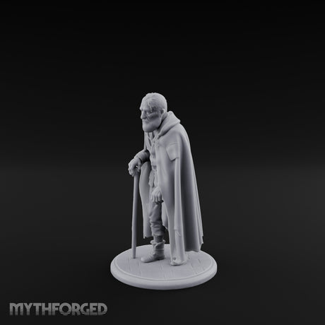 Cane Hobbling Human Beggar Miniature for Dungeons and Dragons, Pathfinder or other TTRPGs