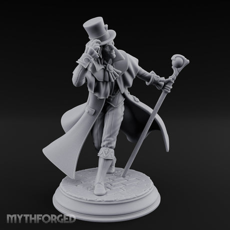 Cane Leaning Grinning Undead Gentleman Miniature for Dungeons and Dragons, Pathfinder or other TTRPGs