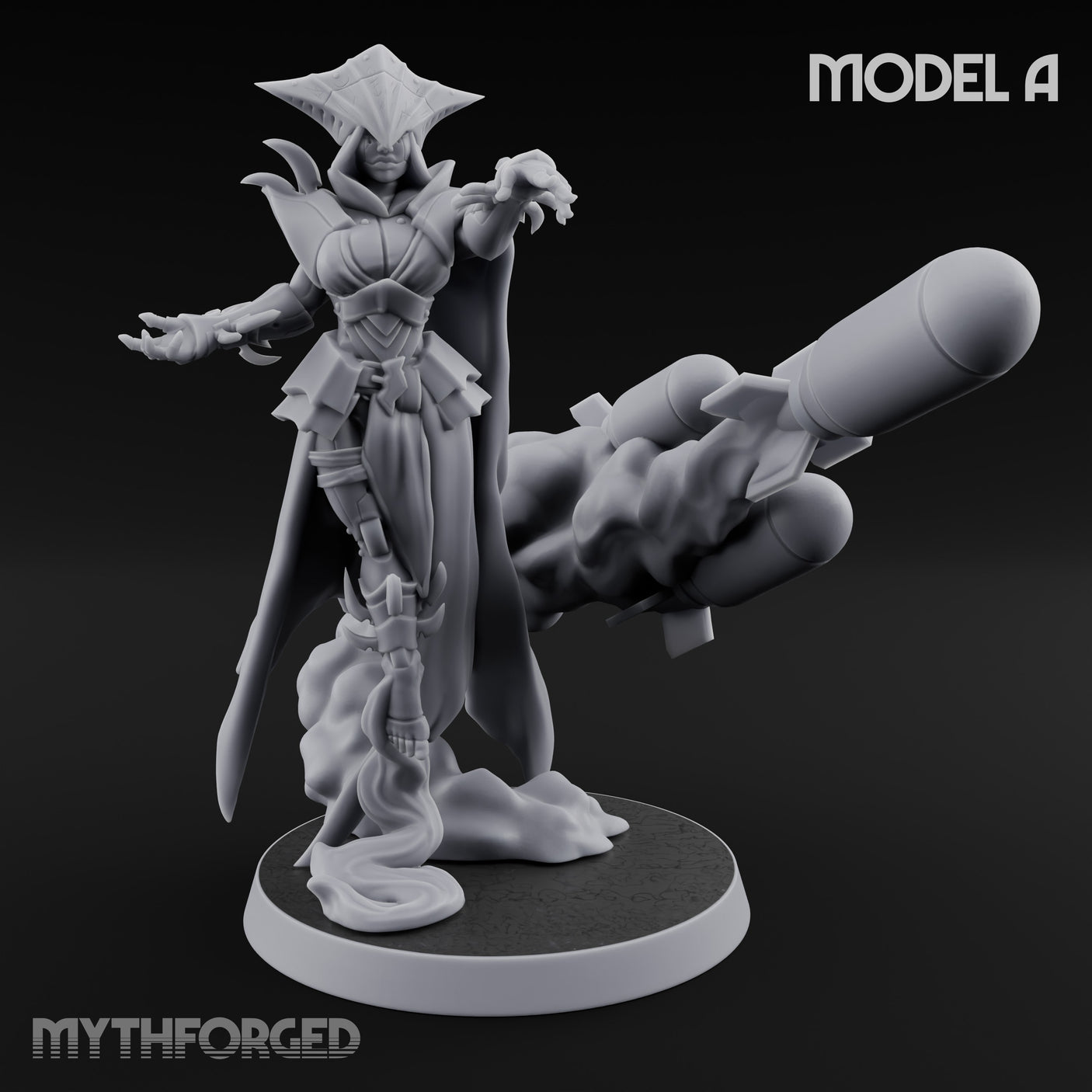 Cannon Conjuring Robed Artillery Witch A Miniature for Dungeons and Dragons, Pathfinder or other TTRPGs