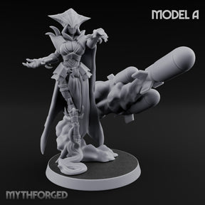 Cannon Conjuring Robed Artillery Witch A Miniature for Dungeons and Dragons, Pathfinder or other TTRPGs