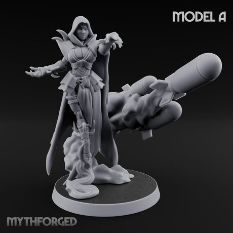 Cannon Conjuring Robed Artillery Witch A Miniature for Dungeons and Dragons, Pathfinder or other TTRPGs