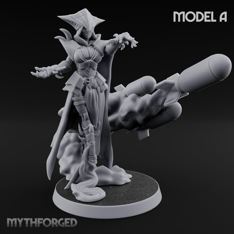 Cannon Conjuring Robed Artillery Witch A Miniature for Dungeons and Dragons, Pathfinder or other TTRPGs