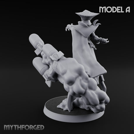 Cannon Conjuring Robed Artillery Witch A Miniature for Dungeons and Dragons, Pathfinder or other TTRPGs