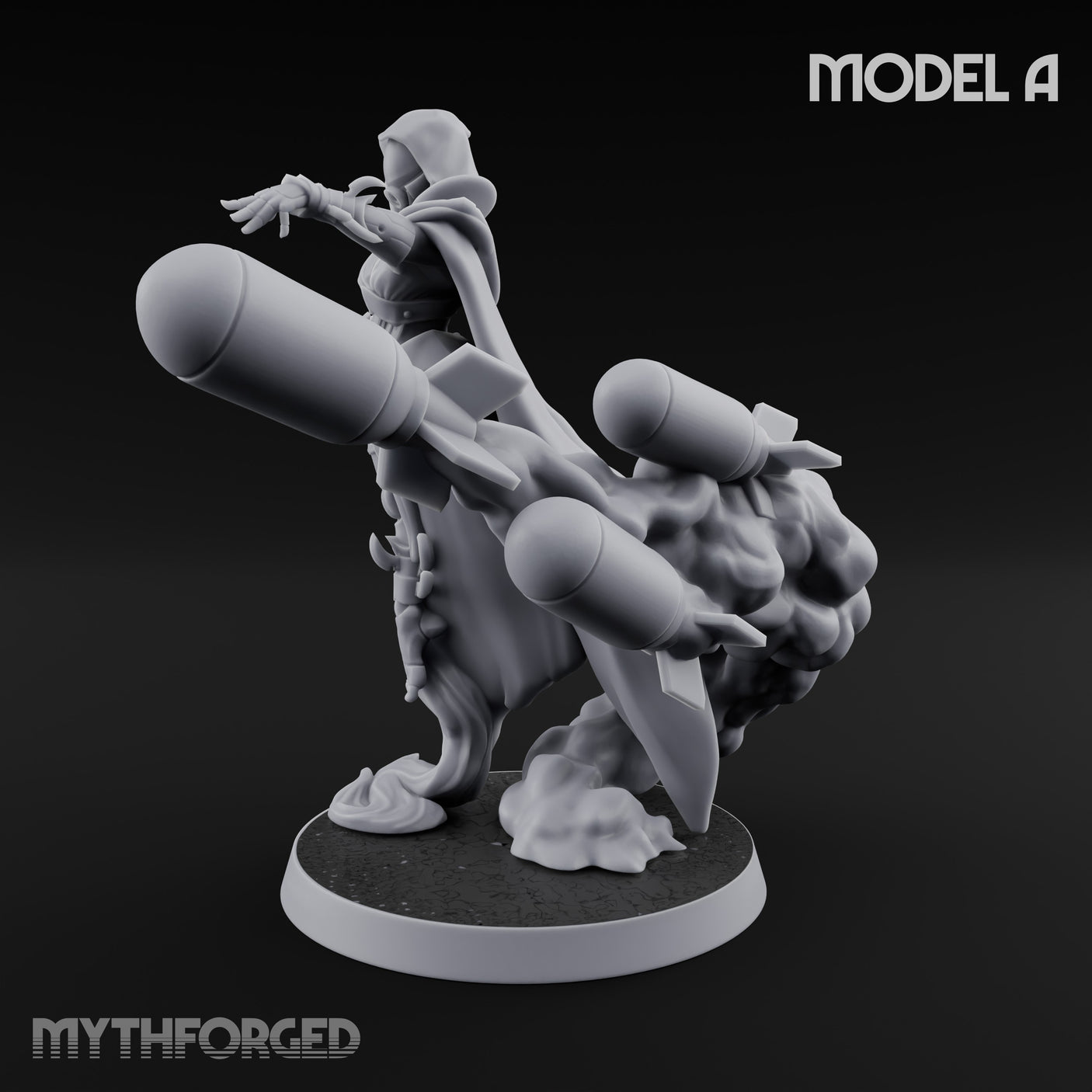 Cannon Conjuring Robed Artillery Witch A Miniature for Dungeons and Dragons, Pathfinder or other TTRPGs