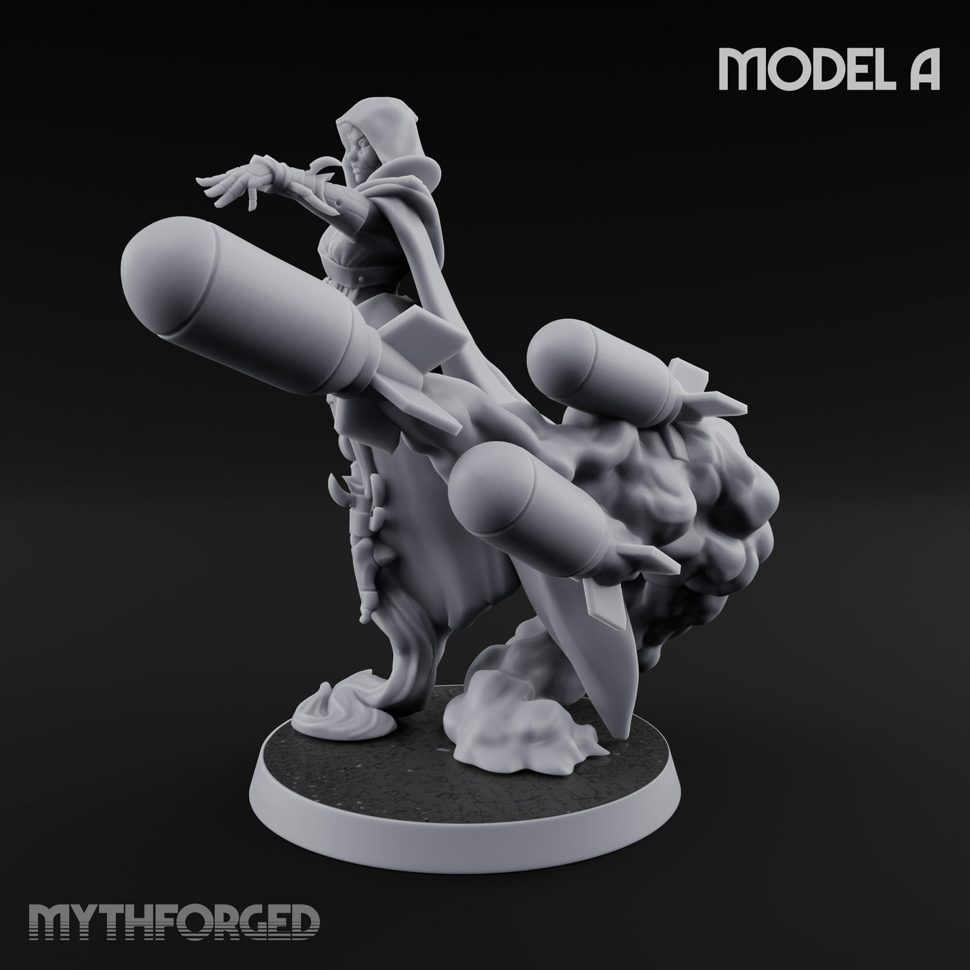 Cannon Conjuring Robed Artillery Witch A Miniature for Dungeons and Dragons, Pathfinder or other TTRPGs