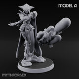 Cannon Conjuring Robed Artillery Witch A Miniature for Dungeons and Dragons, Pathfinder or other TTRPGs