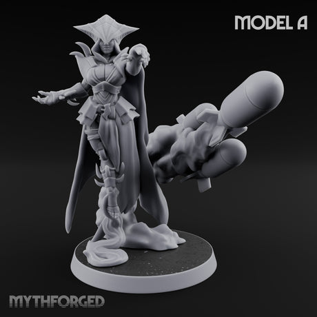 Cannon Conjuring Robed Artillery Witch A Miniature for Dungeons and Dragons, Pathfinder or other TTRPGs