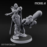Cannon Conjuring Robed Artillery Witch A Miniature for Dungeons and Dragons, Pathfinder or other TTRPGs