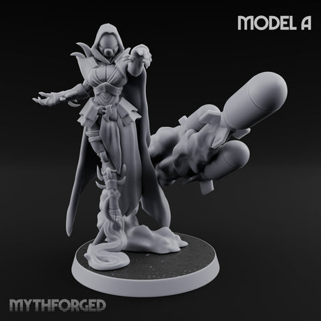 Cannon Conjuring Robed Artillery Witch A Miniature for Dungeons and Dragons, Pathfinder or other TTRPGs