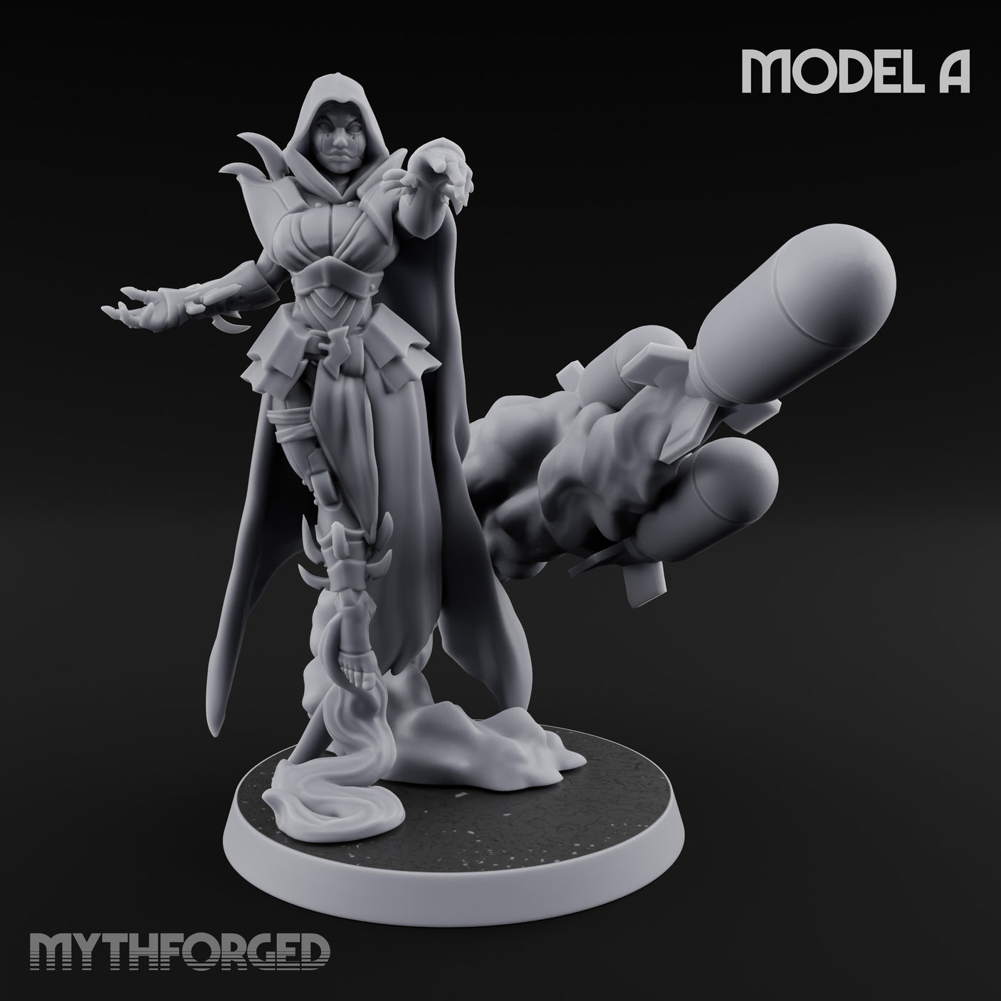 Cannon Conjuring Robed Artillery Witch A Miniature for Dungeons and Dragons, Pathfinder or other TTRPGs