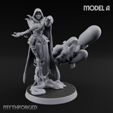 Cannon Conjuring Robed Artillery Witch A Miniature for Dungeons and Dragons, Pathfinder or other TTRPGs