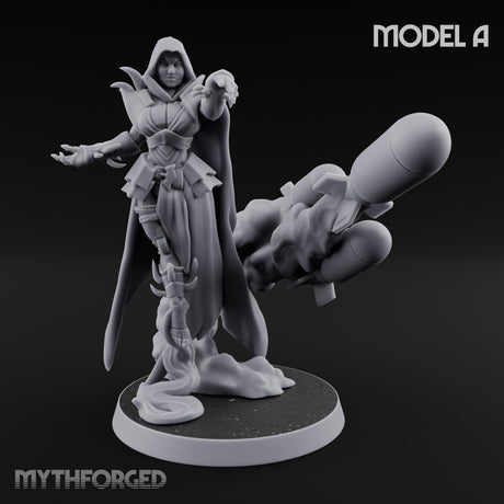 Cannon Conjuring Robed Artillery Witch A Miniature for Dungeons and Dragons, Pathfinder or other TTRPGs