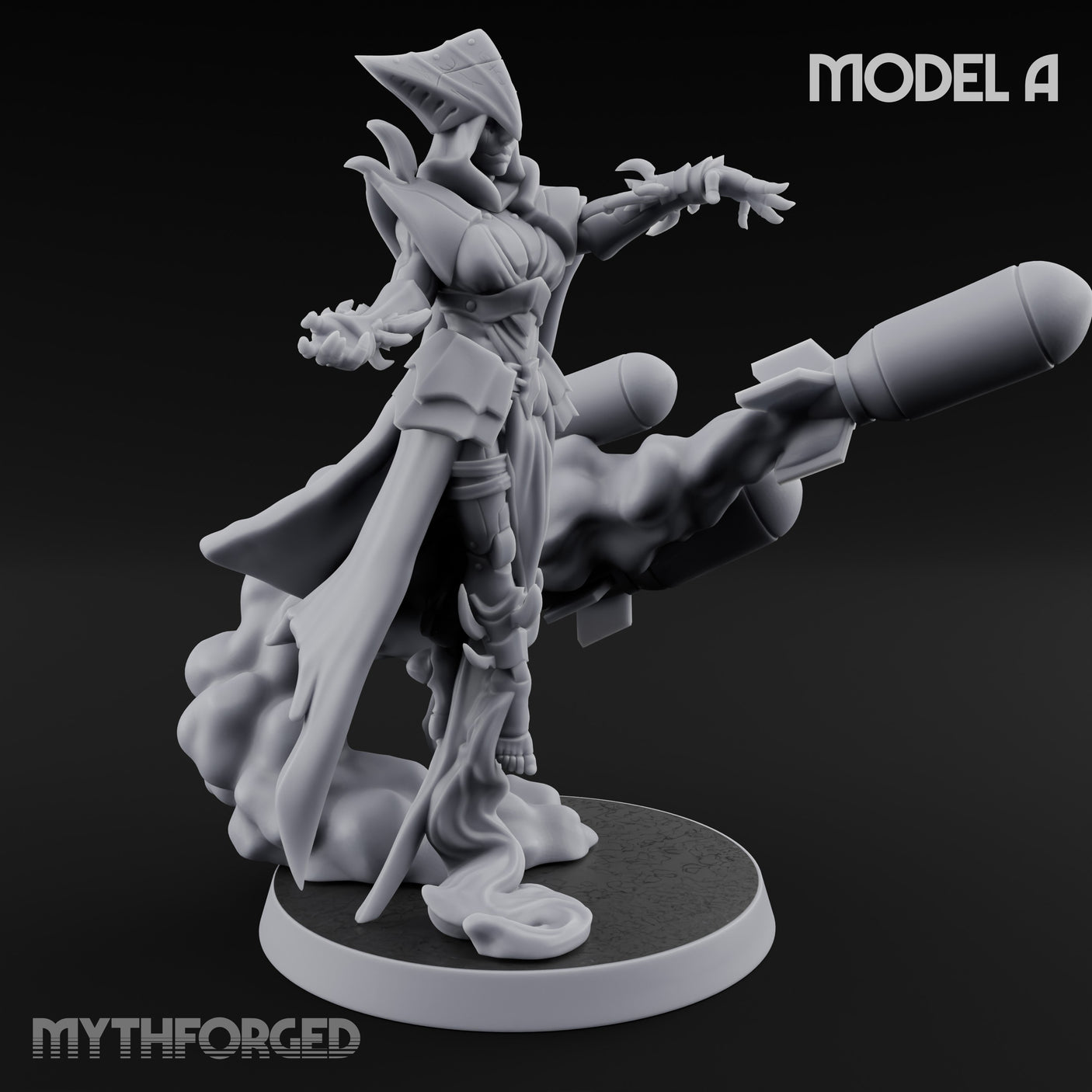 Cannon Conjuring Robed Artillery Witch A Miniature for Dungeons and Dragons, Pathfinder or other TTRPGs
