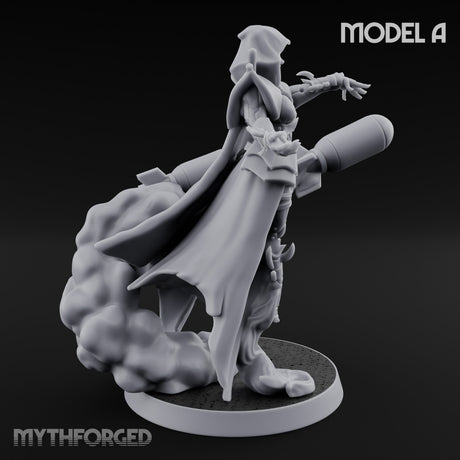 Cannon Conjuring Robed Artillery Witch A Miniature for Dungeons and Dragons, Pathfinder or other TTRPGs