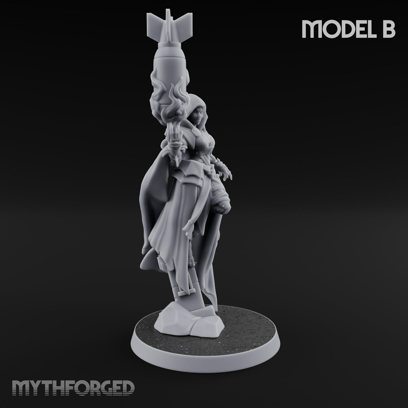 Cannon Conjuring Robed Artillery Witch B Miniature for Dungeons and Dragons, Pathfinder or other TTRPGs