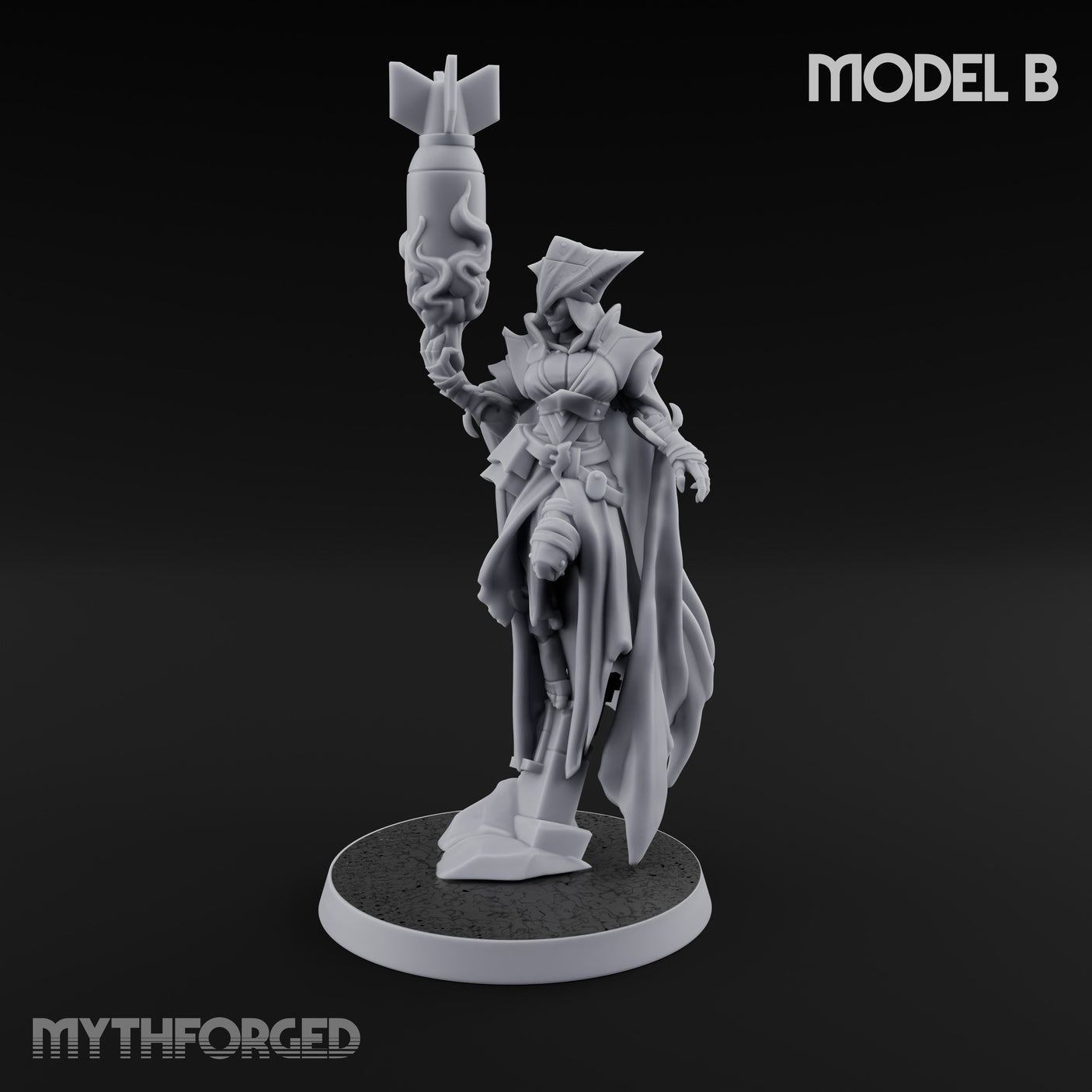 Cannon Conjuring Robed Artillery Witch B Miniature for Dungeons and Dragons, Pathfinder or other TTRPGs