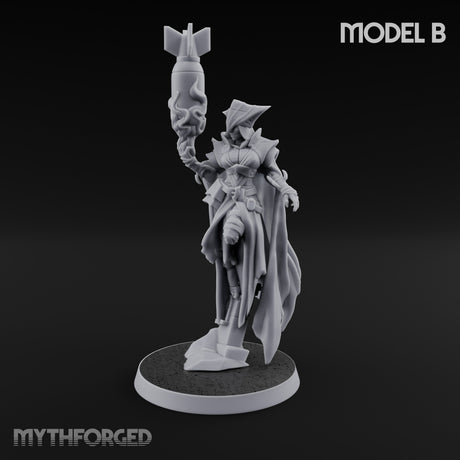 Cannon Conjuring Robed Artillery Witch B Miniature for Dungeons and Dragons, Pathfinder or other TTRPGs