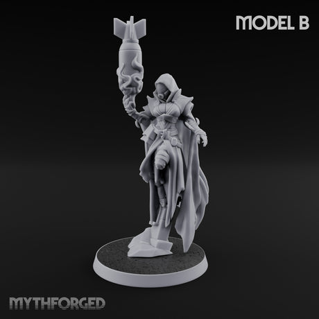 Cannon Conjuring Robed Artillery Witch B Miniature for Dungeons and Dragons, Pathfinder or other TTRPGs