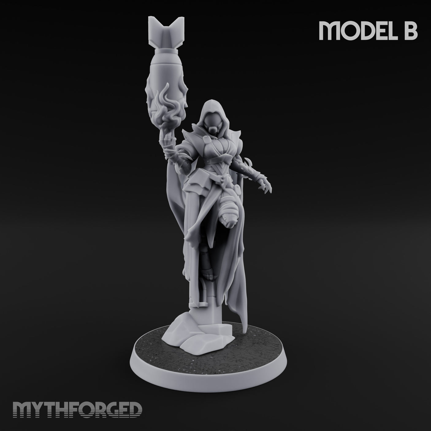Cannon Conjuring Robed Artillery Witch B Miniature for Dungeons and Dragons, Pathfinder or other TTRPGs