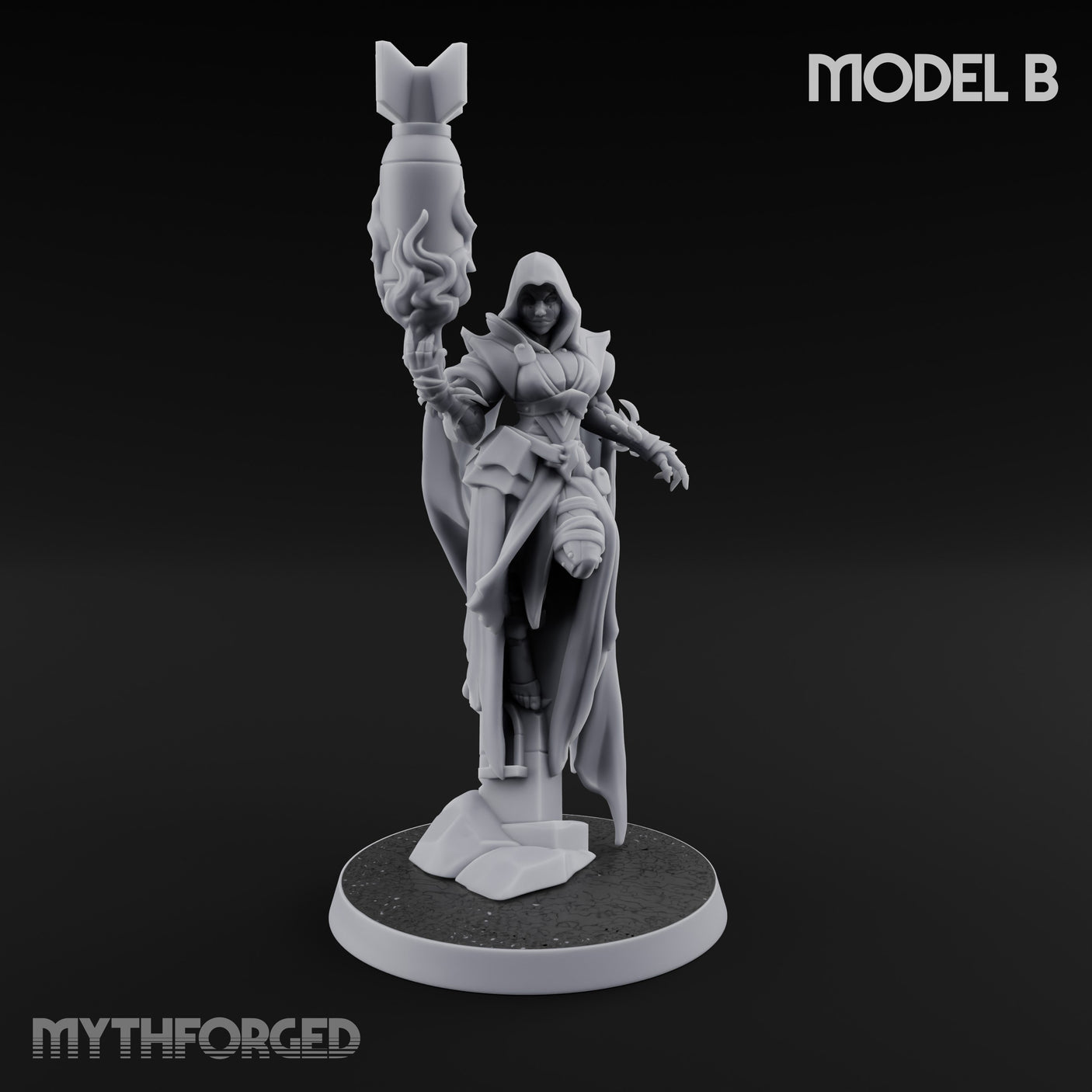 Cannon Conjuring Robed Artillery Witch B Miniature for Dungeons and Dragons, Pathfinder or other TTRPGs