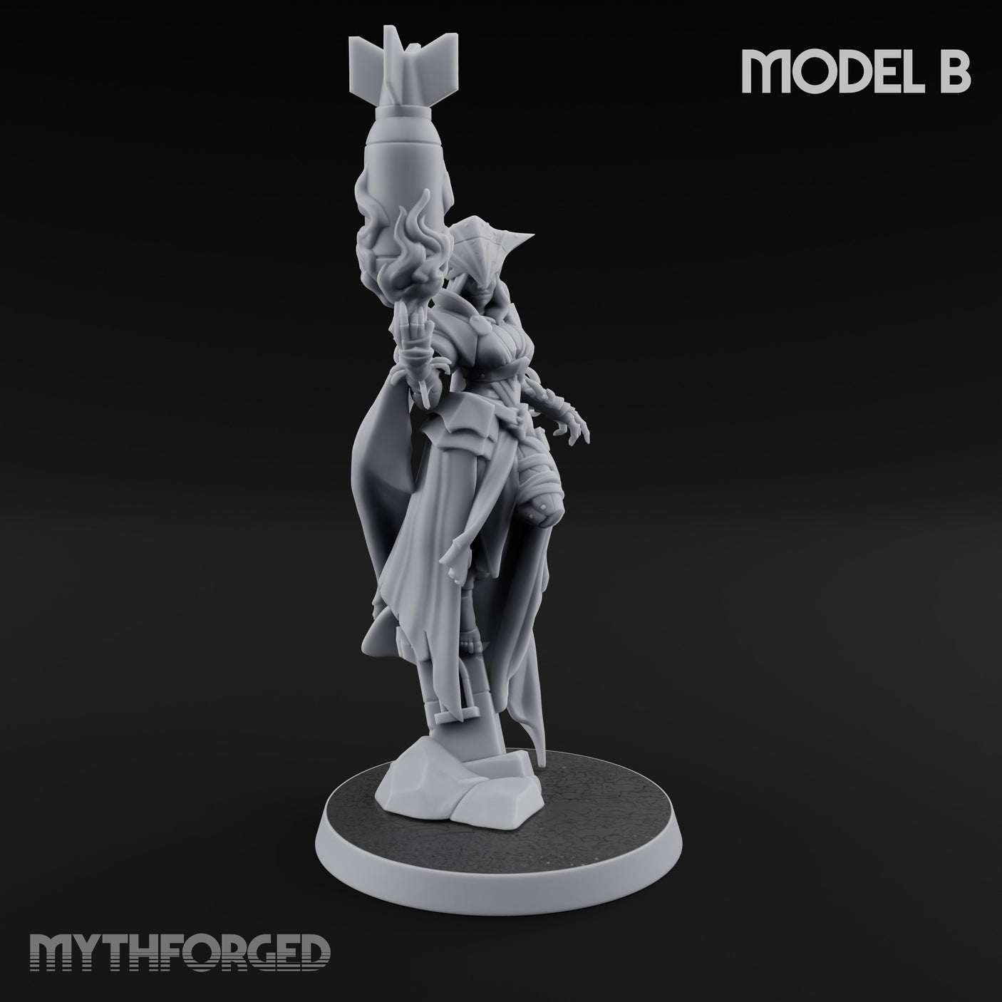 Cannon Conjuring Robed Artillery Witch B Miniature for Dungeons and Dragons, Pathfinder or other TTRPGs