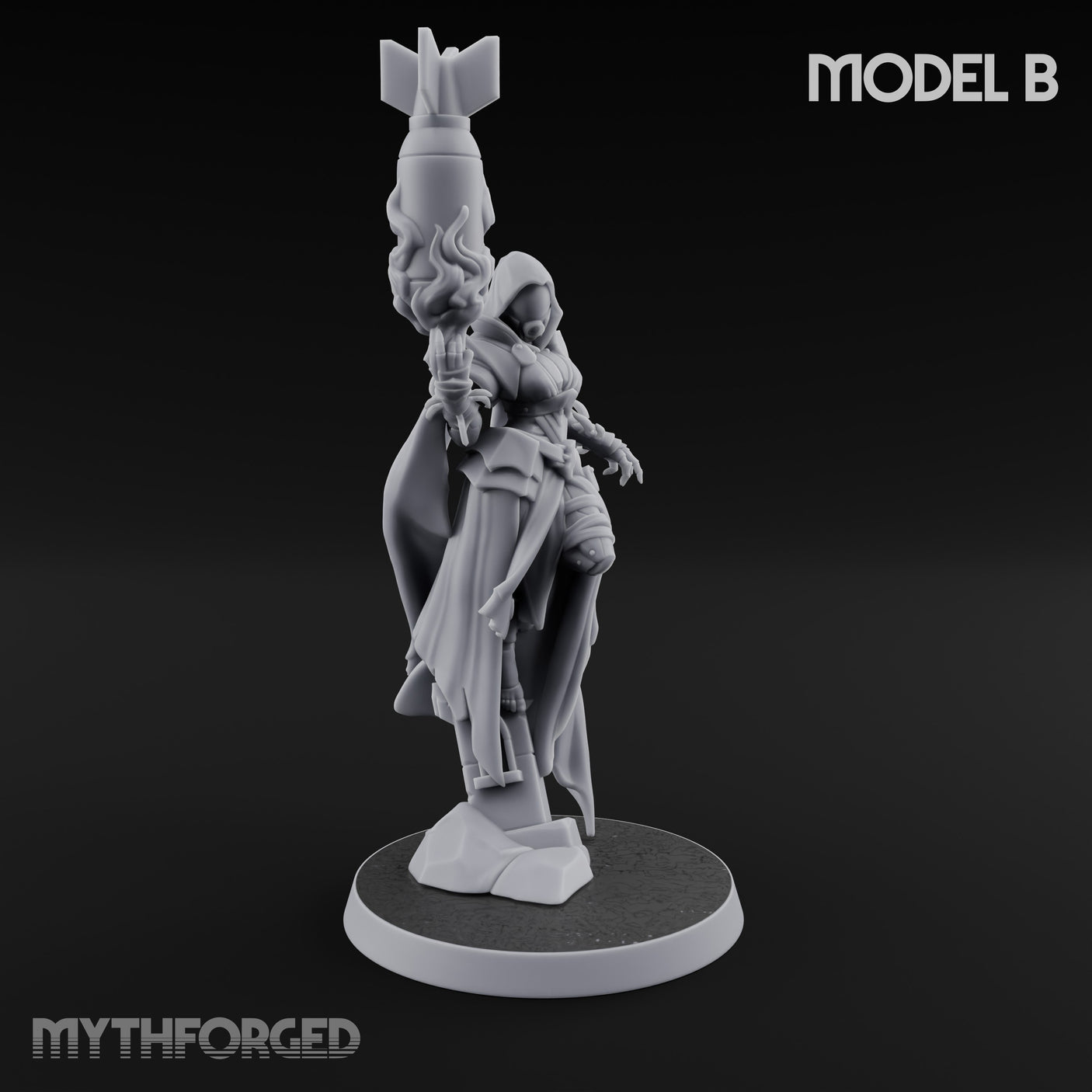 Cannon Conjuring Robed Artillery Witch B Miniature for Dungeons and Dragons, Pathfinder or other TTRPGs