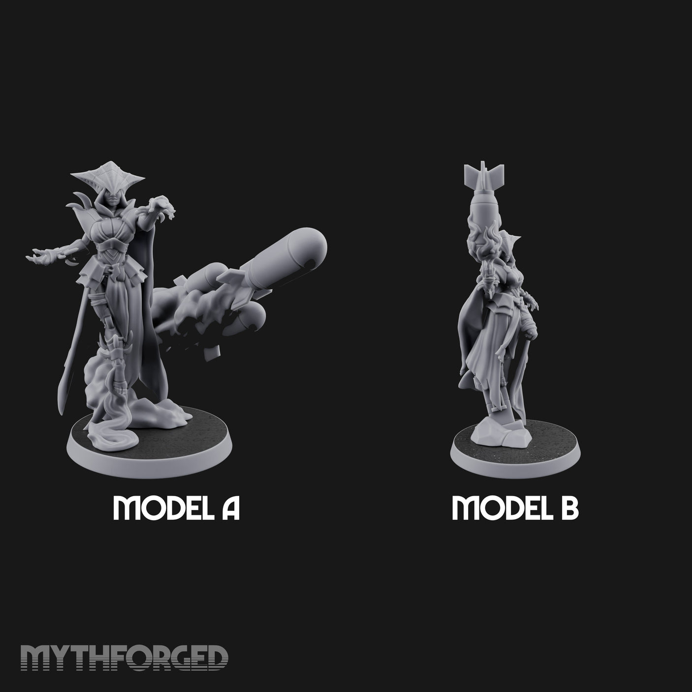 Cannon Conjuring Robed Artillery Witches Miniature for Dungeons and Dragons, Pathfinder or other TTRPGs