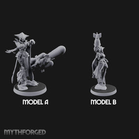 Cannon Conjuring Robed Artillery Witches Miniature for Dungeons and Dragons, Pathfinder or other TTRPGs