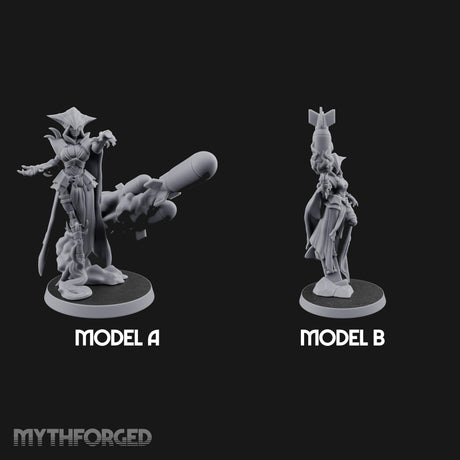 Cannon Conjuring Robed Artillery Witches Miniature for Dungeons and Dragons, Pathfinder or other TTRPGs