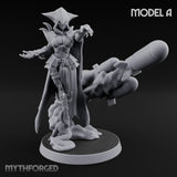 Cannon Conjuring Robed Artillery Witches Miniature for Dungeons and Dragons, Pathfinder or other TTRPGs